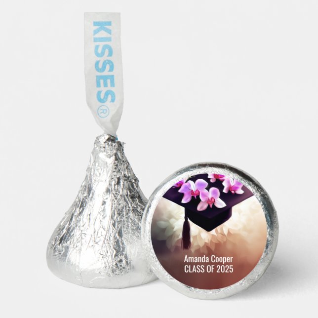 Stylish Unique Orchids Graduation Hershey®'s Kisses® (Front)