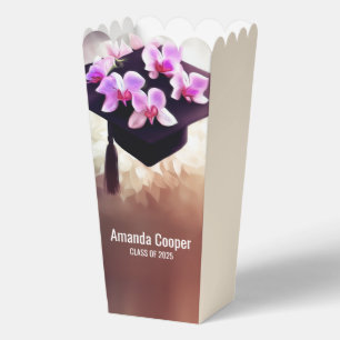 Stylish Unique Orchids Graduation Popcorn Favor Boxes