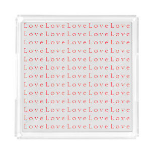 Stylish Unique Red Love Wedding Acrylic Tray