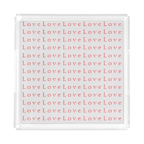 Stylish Unique Red Love Wedding Acrylic Tray