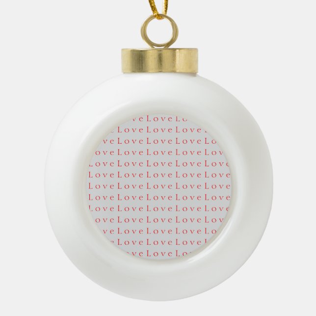 Stylish Unique Red Love Wedding Ceramic Ball Christmas Ornament (Front)