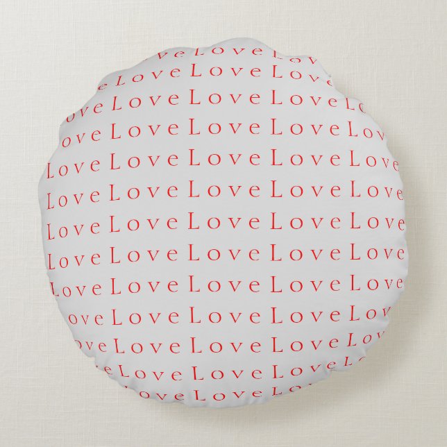 Stylish Unique Red Love Wedding Round Pillow (Back)