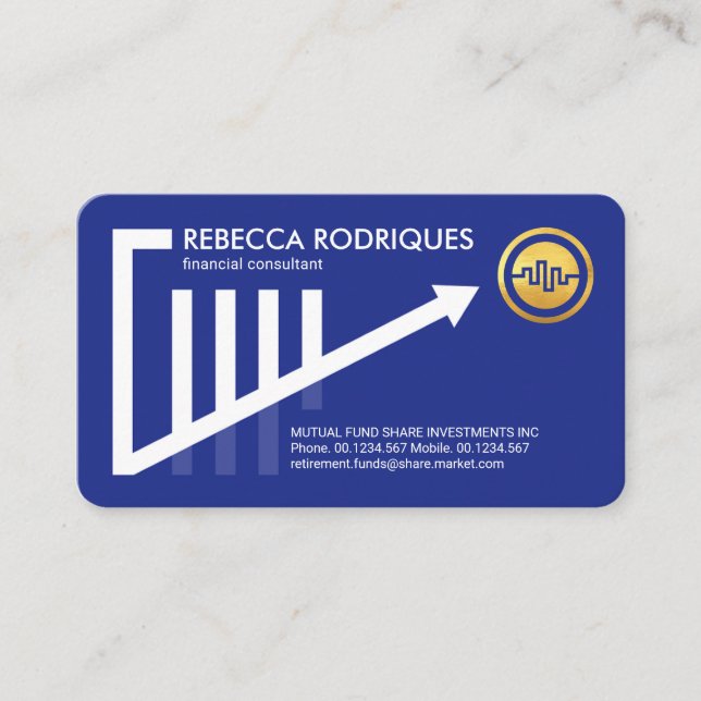 Stylish Upwards Trend Share Graph Financial Business Card (Front)