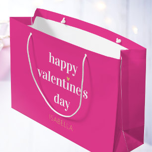 Stylish Valentine's Day Heart Pink Large Gift Bag