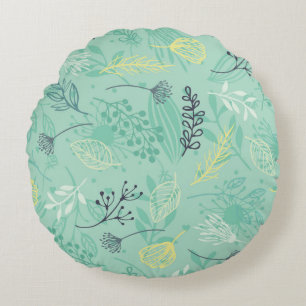 Stylish various foliage green pattern round pillow