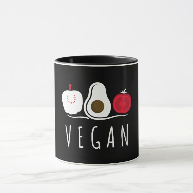 Stylish Vegan Quote and Fruit Graphic Mug (Center)