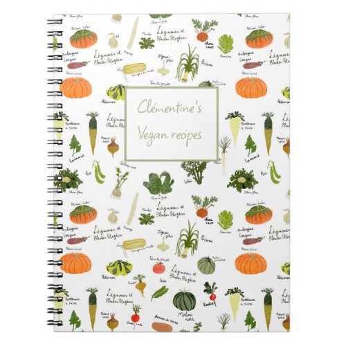 Stylish vegetables pattern french kitchen art  notebook