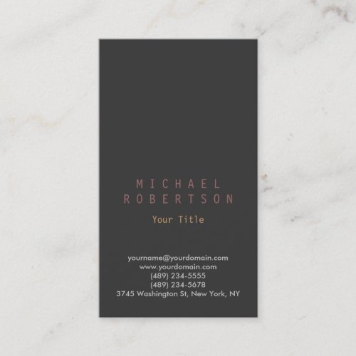 Stylish Vertical Grey Plain Simple Business Card