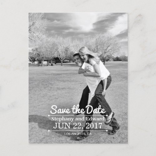Stylish Vertical Save the Date Photo Postcard