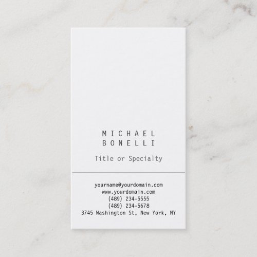 Stylish Vertical White Simple Business Card