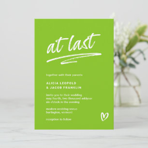 Stylish Vibrant Green Modern Wedding Invitation