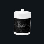 Stylish Vintage Aries Constellation by Hevelius Teapot<br><div class="desc">A vintage Aries zodiac constellation map engraving by Hevelius circa 1690 on a black background. A stylish classy looking birthday gift idea. Designs are available in a selection of popular color options. Use the "Ask this Designer" link to contact us with your special design requests or for some assistance with...</div>