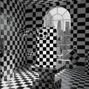 Stylish Vintage Black & white checkerboard pattern iPhone 16 Pro Max Case
