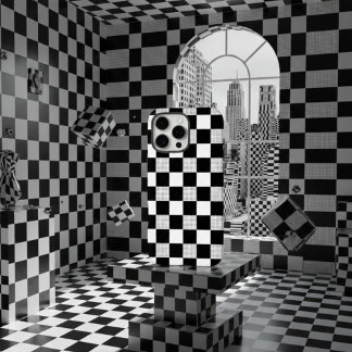 Stylish Vintage Black & white checkerboard pattern iPhone 16 Pro Max Case