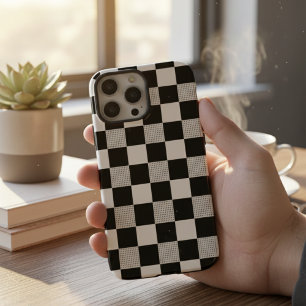 Stylish Vintage Black & white checkerboard pattern iPhone 16 Pro Max Case