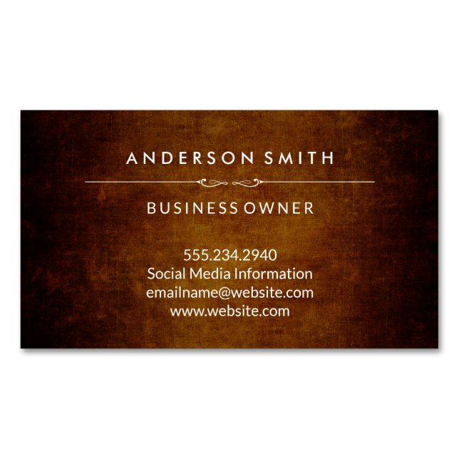 Stylish Vintage Brown Business Card Magnet (Front)