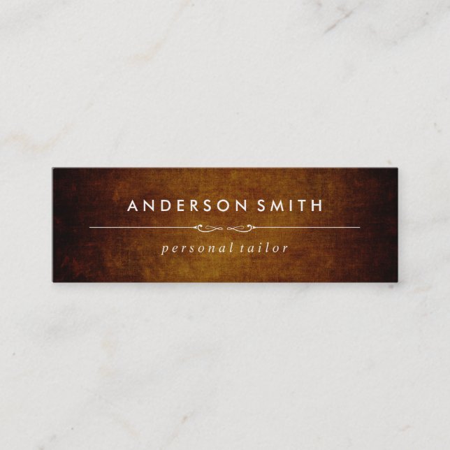 Stylish Vintage Brown Mini Business Card (Front)