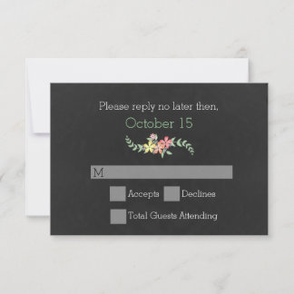 Stylish Vintage Chalkboard Wedding RSVP Card