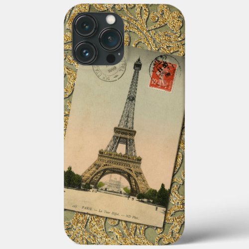 Stylish Vintage Chic Paris Eiffel Tower France iPhone 13 Pro Max Case