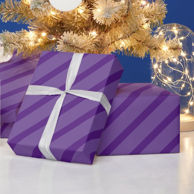 Stylish Vintage Classic Royal Purple Stripes Wrapping Paper (Holidays)
