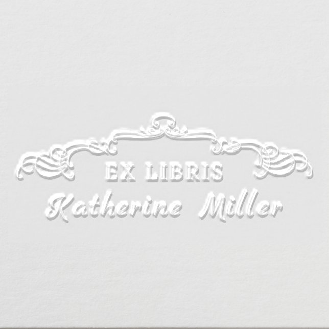 Stylish Vintage Custom Name Library Ex Libris Embosser (Design)