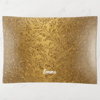 Stylish Vintage Floral Decor Victorian Gold Trinket Tray