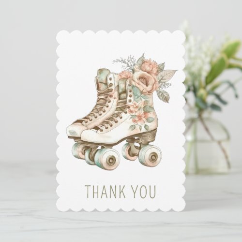 Stylish Vintage Floral Retro Roller Skates Design Invitation