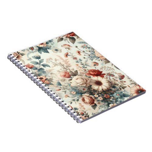 Stylish Vintage Floral Summer Watercolor Notebook