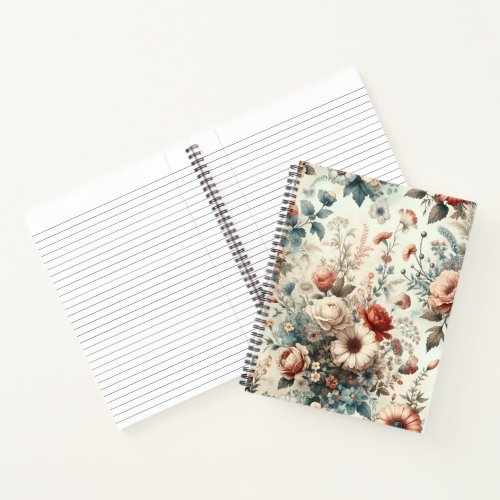 Stylish Vintage Floral Summer Watercolor Notebook