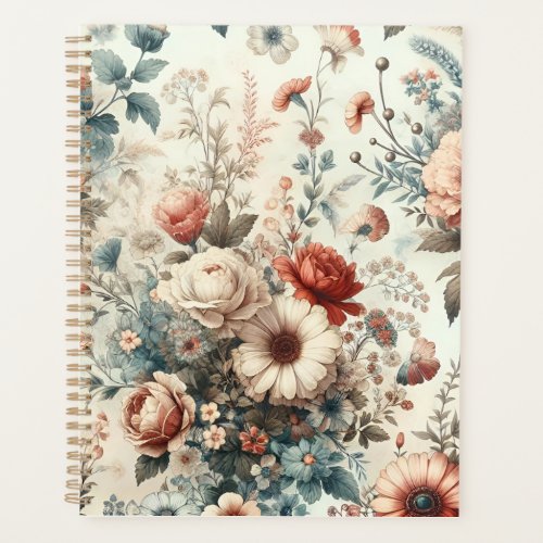 Stylish Vintage Floral Summer Watercolor Planner
