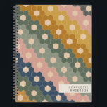 Stylish Vintage Geometric Hexagons Personalized Notebook<br><div class="desc">This stylish personalized notebook features a boho geometric pattern of vintage hexagon shapes in a modern color palette of navy blue,  forest green,  blush pink,  and mustard yellow. Great gift idea.</div>