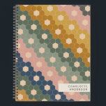 Stylish Vintage Geometric Hexagons Personalized Notebook<br><div class="desc">This stylish personalized notebook features a boho geometric pattern of vintage hexagon shapes in a modern color palette of navy blue,  forest green,  blush pink,  and mustard yellow. Great gift idea.</div>