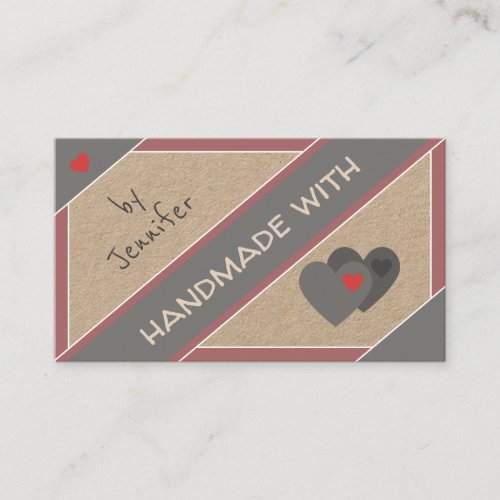 Stylish Vintage Handmade With Love Heart Handcraft Business Card