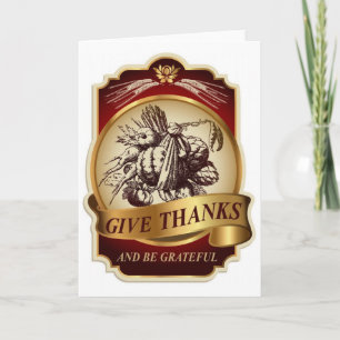 Stylish vintage harvest Thanksgiving message... Holiday Card