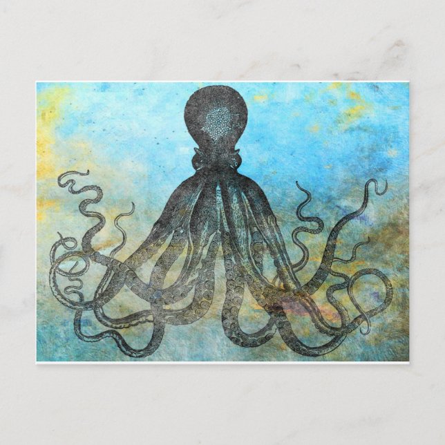 Stylish Vintage Octopus Postcard (Front)