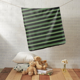 Stylish Vintage Olive Sage Green Black 3D Striped  Baby Blanket