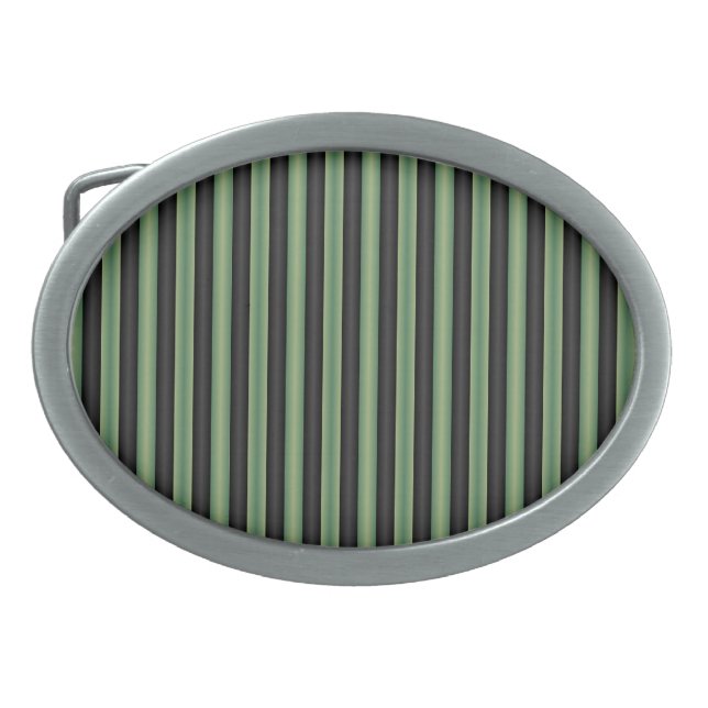 Stylish Vintage Olive Sage Green Black 3D Striped  Belt Buckle (Front)