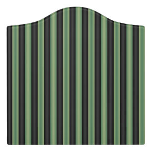 Stylish Vintage Olive Sage Green Black 3D Striped  Door Sign