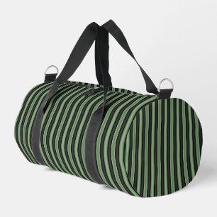 Stylish Vintage Olive Sage Green Black 3D Striped Duffle Bag