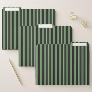 Stylish Vintage Olive Sage Green Black 3D Striped  File Folder