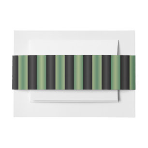 Stylish Vintage Olive Sage Green Black 3D Striped  Invitation Belly Band
