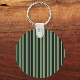 Stylish Vintage Olive Sage Green Black 3D Striped Keychain