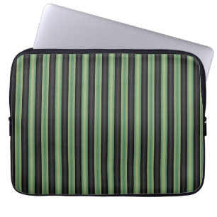 Stylish Vintage Olive Sage Green Black 3D Striped  Laptop Sleeve