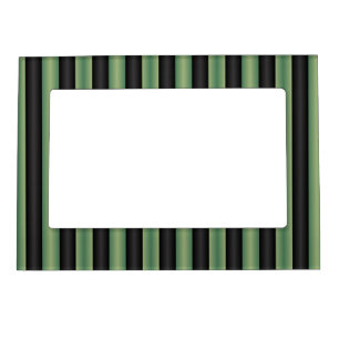 Stylish Vintage Olive Sage Green Black 3D Striped Magnetic Frame