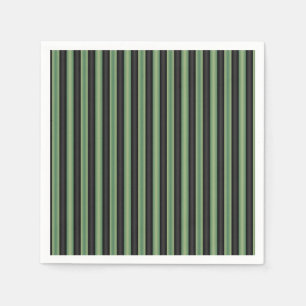 Stylish Vintage Olive Sage Green Black 3D Striped  Napkins