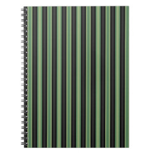 Stylish Vintage Olive Sage Green Black 3D Striped  Notebook
