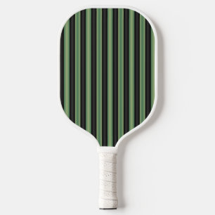 Stylish Vintage Olive Sage Green Black 3D Striped  Pickleball Paddle