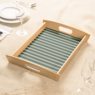 Stylish Vintage Olive Sage Green Black 3D Striped Serving Tray