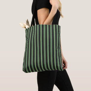 Stylish Vintage Olive Sage Green Black 3D Striped Tote Bag