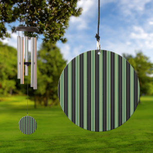 Stylish Vintage Olive Sage Green Black 3D Striped  Wind Chime